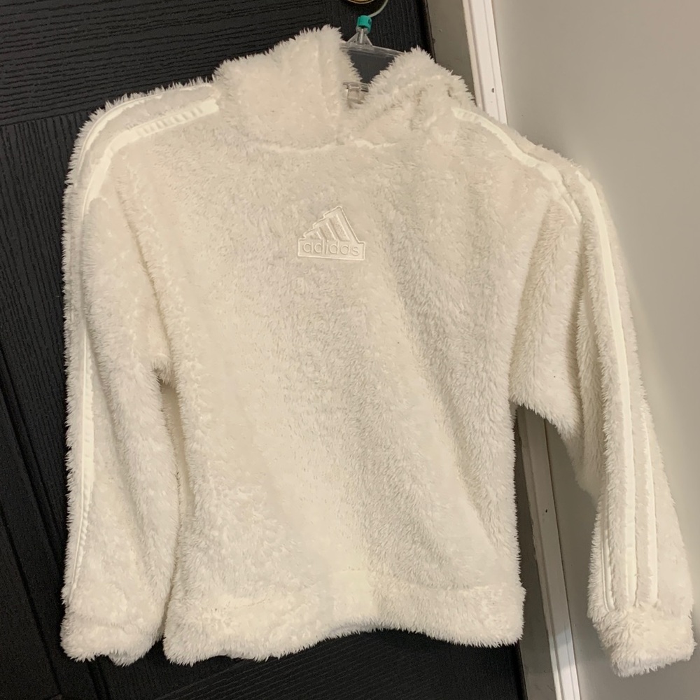 Adidas Kids Cozy White Sherpa Hoodie